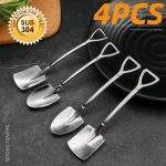 4PCS 304 stainless steel coffee spoon Retro shovel spoon  for ice cream Creative tea-spoon Tableware Bar Tool Cutlery set