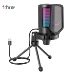 FIFINE ampligame USB Microphone for Gaming Streaming with Pop Filter Shock Mount&Gain Control,Condenser Mic for Laptop/Computer