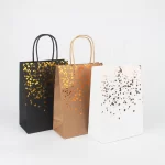 50pcs Kraft Paper Bag Birthday Wedding Christmas Gift With Handle Biscuit Packaging Bag Hot Stamping  Tote Shopping Paper Bag