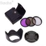 52mm 55mm 58mm 62mm 67mm 72mm 77mm UV+CPL+FLD Lens Filter+Lens Cap+Len Hood for Canon Nikon Pentax Sony Camera