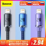 Baseus USB Cable for iPhone 13 12 11 Pro Max X 8 7p 6s 2.4A Fast Charging Mobile Phone Cable for iPad Pro Charger Data Wire Cord