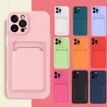 Card Slot Holder Phone Case For iPhone 12 13 11 Pro Max Mini X Xs Max Xr Se 2020 7 8 6 6s Plus Silicone Pocket Wallet Back Cover