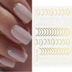 3D Lines Nail Stickers DIY Rose Gold Metal Stripe Lines Letters Decals Curve Nail Art Sliders Self Adhesive Decorations Manicure