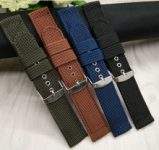 Rolamy 16 18 20 22 24mm Black Green Blue Brown Watch Band Handmade Nylon Fabric Canvas For Omega Rolex Tudor Seiko Breitling