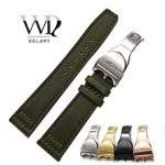 Rolamy Watch Band 20 21 22mm  Nylon Fabric Leather For Tudor Omega IWC Rolex Replacement Wrist  Loops Strap Deployment Clasp