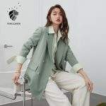 FANSILANEN Office ladies casual white blazer Women spring black oversized blazer jacket Female elegant business short green coat