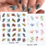 1Pc Spring Water Nail Decal And Sticker Flower Leaf Tree Green Simple Summer DIY Slider For Manicuring Nail Art Watermark