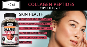 COLLAGEN PEPTIDES Types I, II, III, V, X 1000mg Pills Anti-Aging Skin Capsules