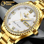 Waterproof Men’s Gold Watch Classic Stainless Steel Quartz Business Wristwatch