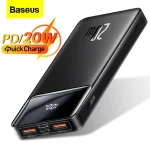 Baseus Power Bank 20000mAh Portable Charger Powerbank 10000 External Battery PD 20W Fast Charging For iPhone 12 Xiaomi PoverBank