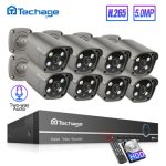 Techage H.265 8CH 5MP POE NVR Kit Security Camera System Two Way Audio IP Camera Outdoor Waterproof CCTV Video Surveillance Set