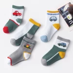 5 Pairs/lot 0-9 Years Old Children’s Socks Cartoon Baby Stuff Socks Dinosaur Car Rainbow Kids Socks Four Seasons Sport Socks