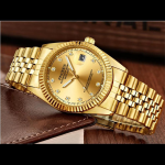 Men’s Watch Relojes De Hombre Gold Stainless Steel Quartz Classic Small Dial