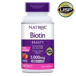 Natrol Biotin 5000 mcg 250 Tablets, Fast Dissolve, Strawberry Flavor Nail Hair