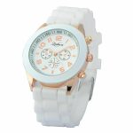 Fashion Sport Men’s Women’s White Silicone Jelly Alloy Quartz Analog Wrist Watch