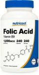 Nutricost Folic Acid (Vitamin B9) 1000 mcg, 240 Capsules – Gluten Free & Non-GMO