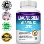 Magnesium Zinc Vitamin D3 Calcium 1786 MG Complex (100 Tablets)-High Absorption