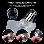 Silicone Transparent Nail Art Stamping Kit French For Manicure Plate Stamp Polish Stencil Template Seal Stamper Scraper