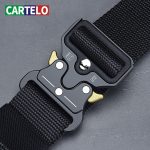 CARTELO Men’s belt outdoor hunting metal tactical belt multi-function alloy buckle high quality Marine Corps canvas belt for men