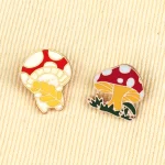 2 Style Cartoon Mushroom Enamel Pins Kids Cute Red Plant Brooches Women Coat Lapel Pin Badges Jewelry Gift for Friends Fashion