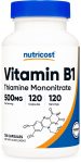 Nutricost Vitamin B1 (Thiamin) 500mg, 120 Capsules – Gluten Free & Non-GMO