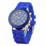 Fashion Sport Men’s Women’s Blue Silicone Jelly Alloy Quartz Analog Wrist Watch