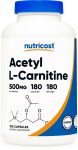 Nutricost Acetyl L-Carnitine 500mg, 180 Capsules – Non-GMO and Gluten Free