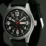 Military Mens Watch Quartz Black Stainless Steel Nylon Fabric Date Display Army