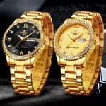 FNGEEN Waterproof Gold Men Quartz Watch Classic Stainless Steel Analog Business