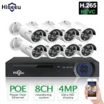 Hiseeu H.265 8CH 4MP POE Security Camera System Kit Audio Record IP Camera IR Outdoor Waterproof CCTV Video Surveillance NVR Set