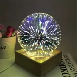 galaxy projector lamp 3D transparent glass ball night light magic colorful firework solid wood base holiday atmosphere gift 5V