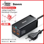 Baseus GaN 100W Desktop Charger Quick Charge 4.0 QC 3.0 PD AFC USB-C Type C USB Fast Charging Charger For Samsung iPhone Laptop