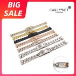 CARLYWET 20mm Black Solid Curved End Screw Links Glide Lock Clasp Steel Watch Band Bracelet For OYSTER Style Rolex Submariner