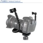 Flexible Dual-arm Camera Flash Bracket with Quick Release Plate &2 Hot Shoe Mount for Canon Nikon Sony Photographys