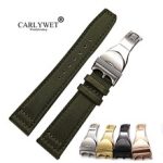 CARLYWET 20 21 22mm Nylon Fabric Leather Replacement Wrist Watch Band Loops Strap Deployment Clasp For Tudor Omega IWC Rolex