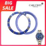 CARLYWET Top Replacement Blue With Gold Writings Ceramic Watch Bezel 38mm Insert made for Rolex Submariner GMT 40mm 116610 LN