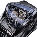 Men’s Stainless Steel Automatic Mechanical Watches Skeleton Triangle Wristwatch