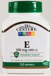 21st Century Vitamin E 400IU 180 mg Antioxidant support 110 Softgel EXP: 03/2024