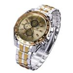 Fashion Sport Men’s Stainless Steel Case Leather Band Quartz Analog Wrist Watch