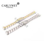 CARLYWET 20mm Silver Two Tone Gold Solid Curve End Stainless Steel Replacement Watch Band Bracelet For Rolex Vintage Submariner