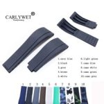 CARLYWET 20mm Black White Rubber Replacement Wrist Watch Band Strap Belt For Rolex Submariner Datejust GMT Submariner Daytona