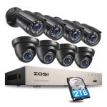 ZOSI 5mp Lite 8CH DVR 1080p Security Camera System Outdoor H.265+  Home CCTV Kit