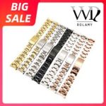 Rolamy 13 17 19 20mm Top Quality Watch Band Stainless Steel Silver Black Vintage Oyster Bracelet For Rolex Datejust Submariner