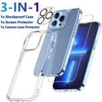 For iPhone 13 12 11 Pro Max Shockproof Clear Case &Screen Protector & Camera Len