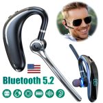 Wireless Bluetooth 5.2 Earpiece Headset Driving Trucker Earbuds Noise Cancelling