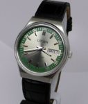 Men’s Vintage Retro Citizen Automatic Day Date 35mm 21 Jewel Green Silver Watch