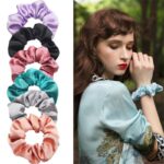 1pc Silk Scrunchie Elastic Handmade Multicolor Hair Band Ponytail Holder Solid Color Hair Ties Headband Hair Accessories