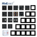 Wallpad DIY Module Black Glass Panel Wall Power Socket Electrical Outlet S6 Function Key Free Combination