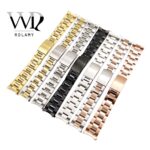 Rolamy 13 17 19 20mm Watch Band Strap 316L Stainless Steel Silver Watchband Oyster Bracelet For Rolex Submariner Datejust Seiko