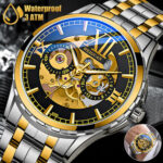 Men’s Automatic Mechanical Stainless Steel Watch Luxury Business Hollow Skeleton